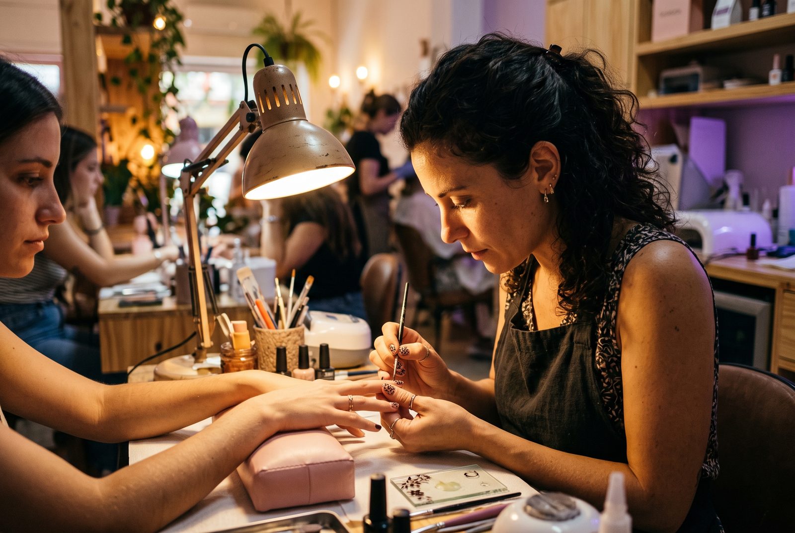 Alumna de manicura trabajando