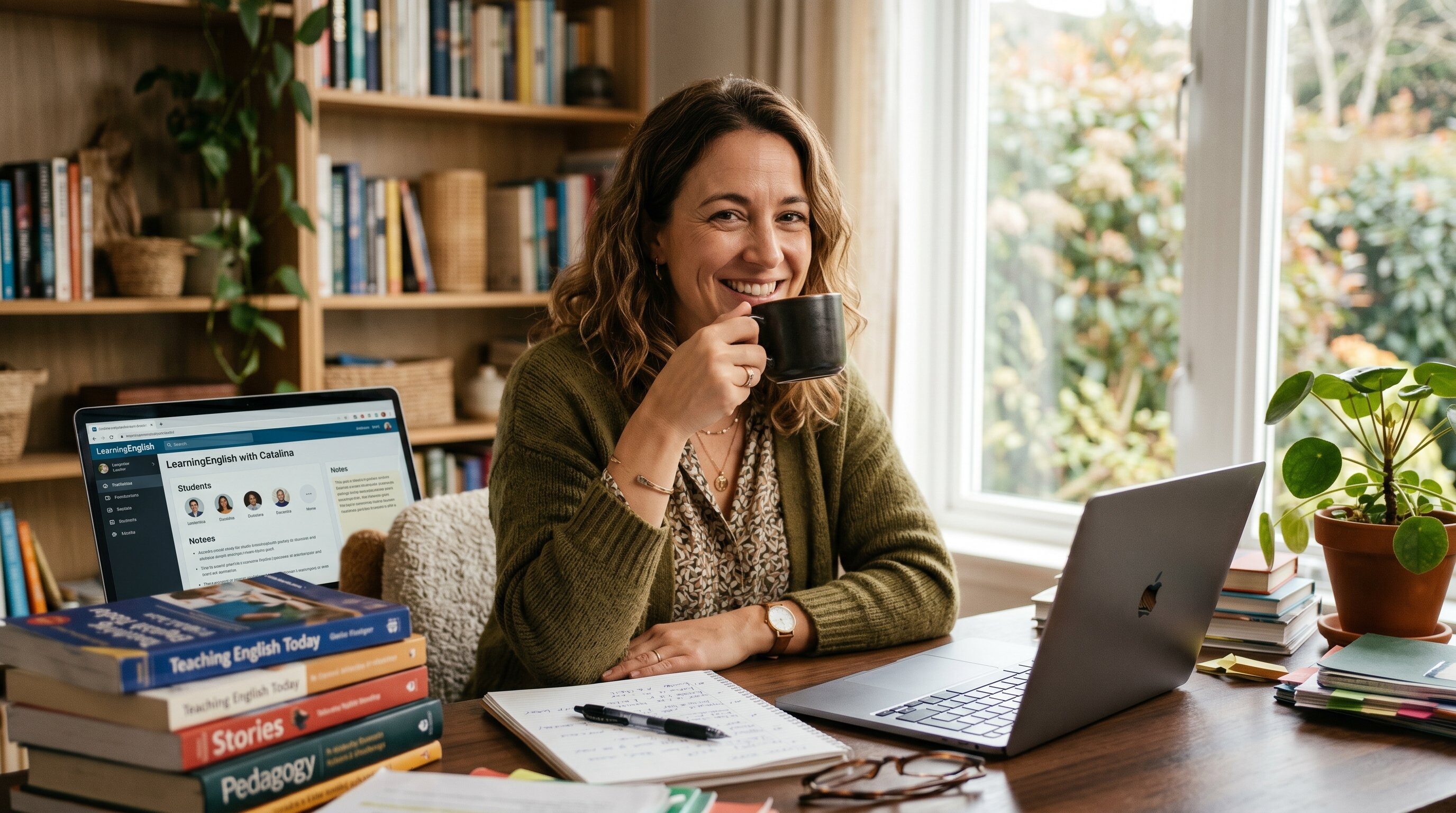 Catalina at her home office